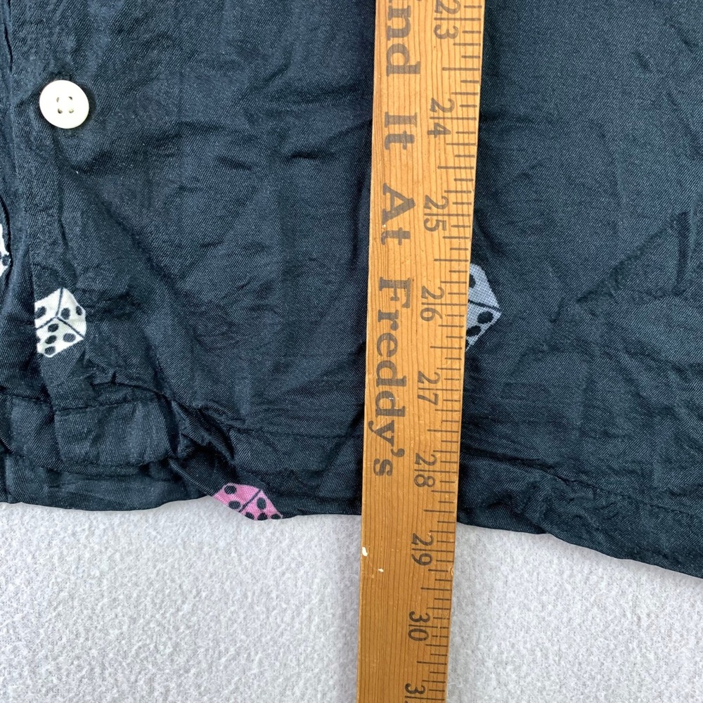 AllSaints Shirt Mens XXL Black Dice Print Long Sleeve Loop Collar Viscose Retro - Picture 8 of 10
